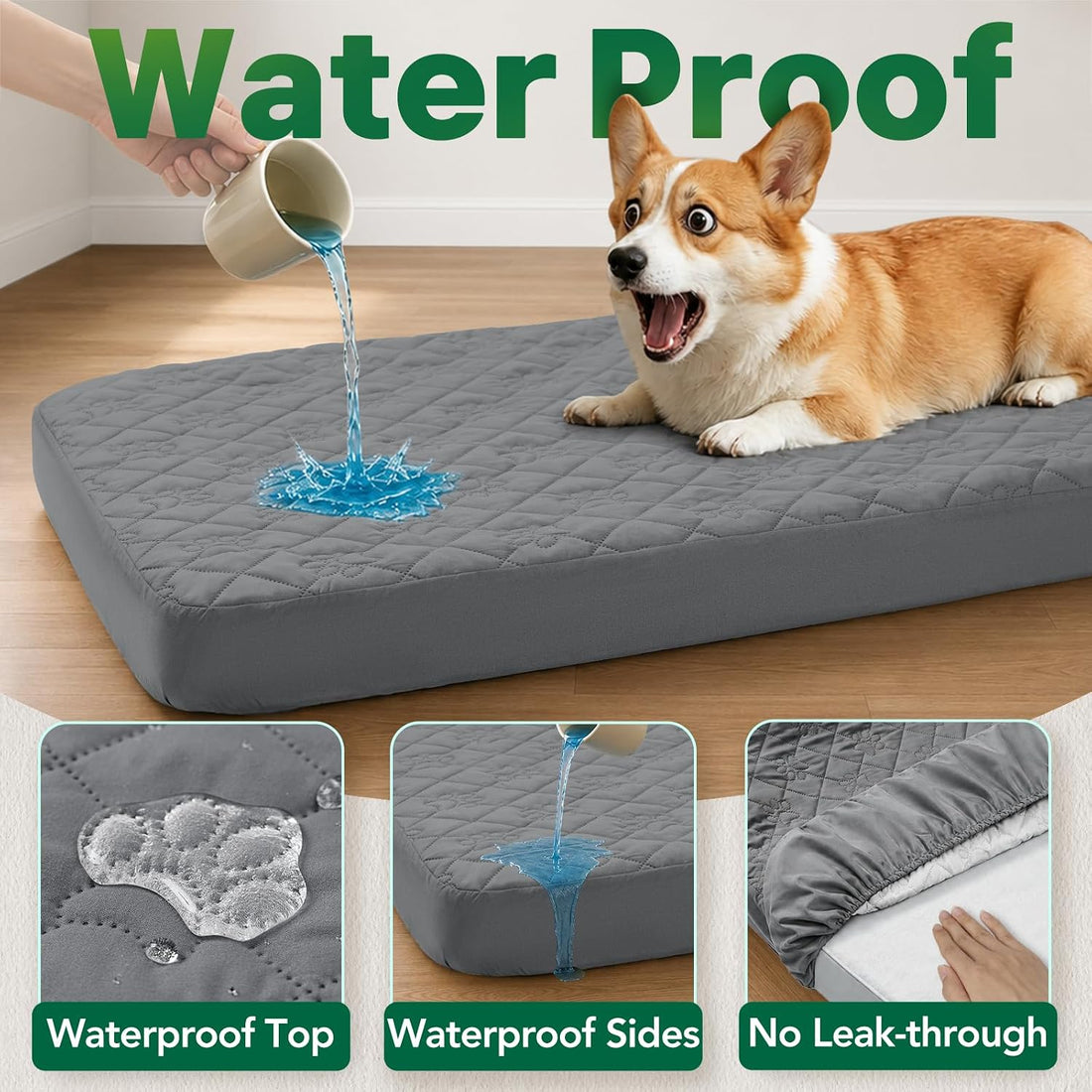 PAWFINITY Waterproof Dog Bed Cover Replacement, Fitted Sheet Washable