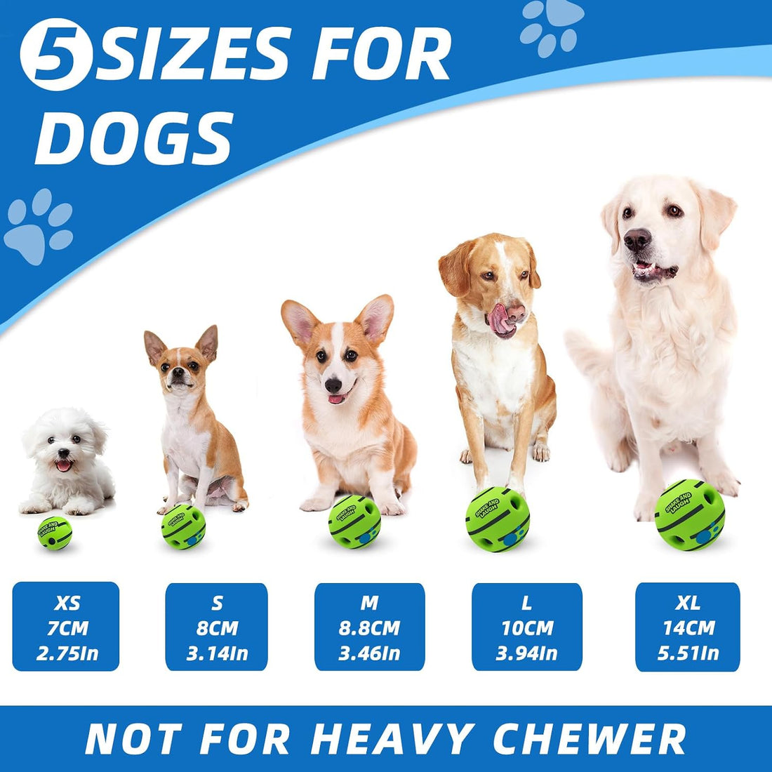Dog Toys Ball, Interactive, M, 3.46 in (8.8 cm)