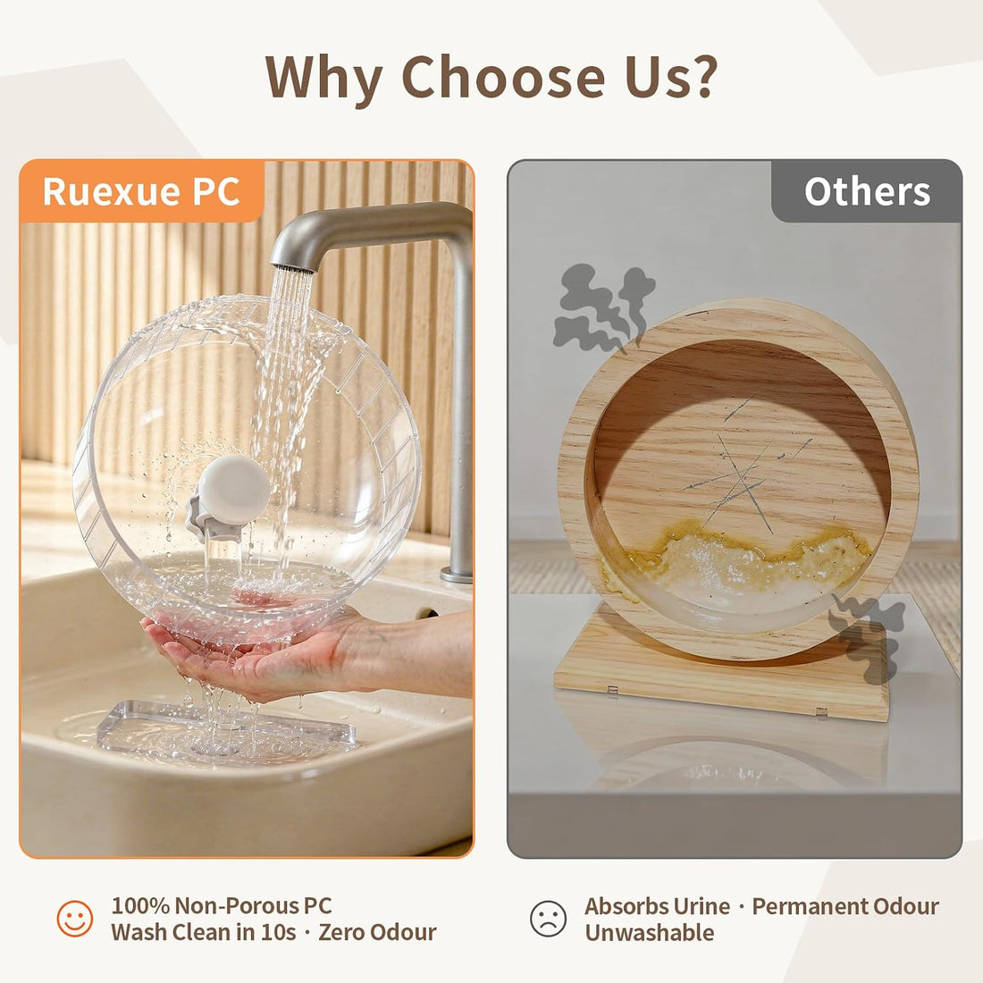 11" Silent Hamster Wheel - Clear Running Wheel