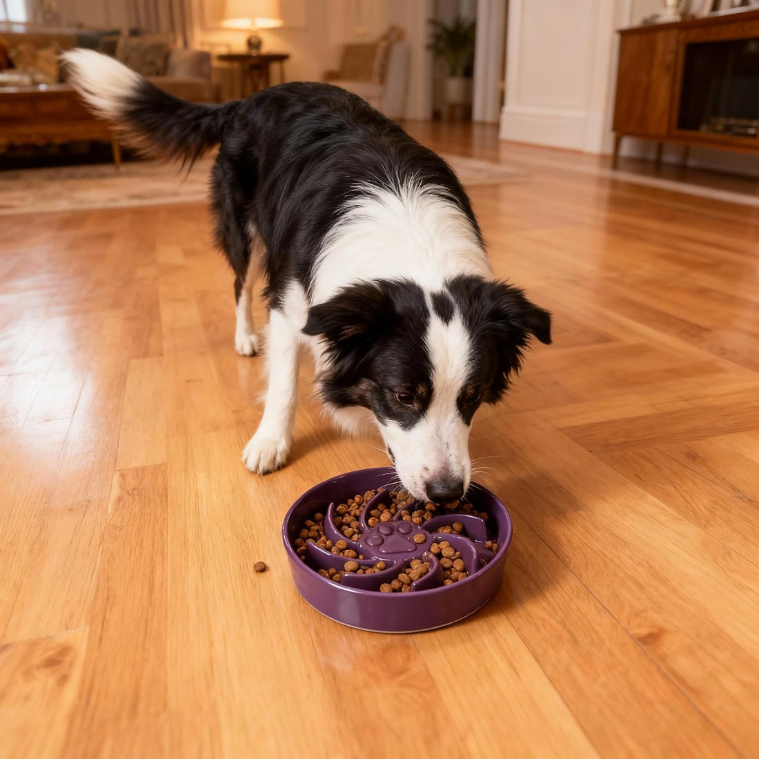 Ceramic Slow Feeder Dog Bowl, 3 Cup Dog Food or 25oz Water