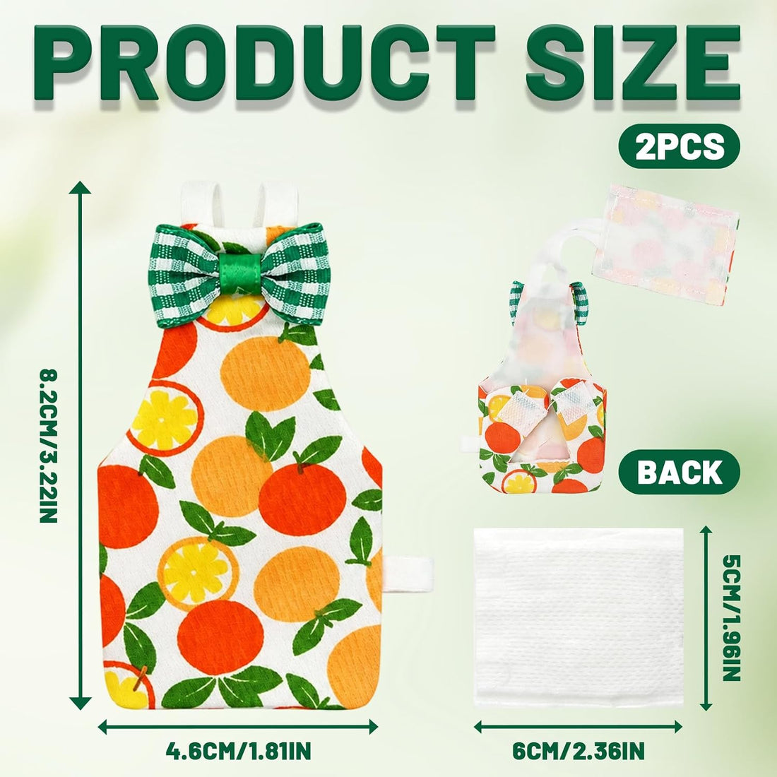 2Pcs Bird Diaper Reusable with 50 Pads