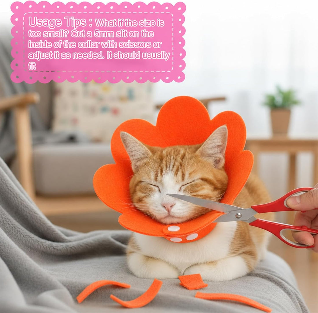 2 Pack Felt Cat Cone Collar Flower Adjustable Soft Cones for Cats