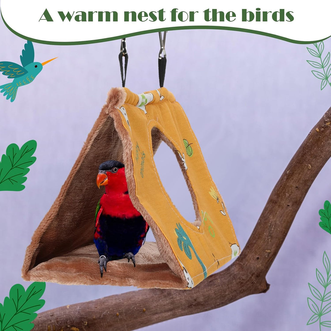 2 Pack Large Warm Bird Bed for Cage, Hanging Plush Nest House