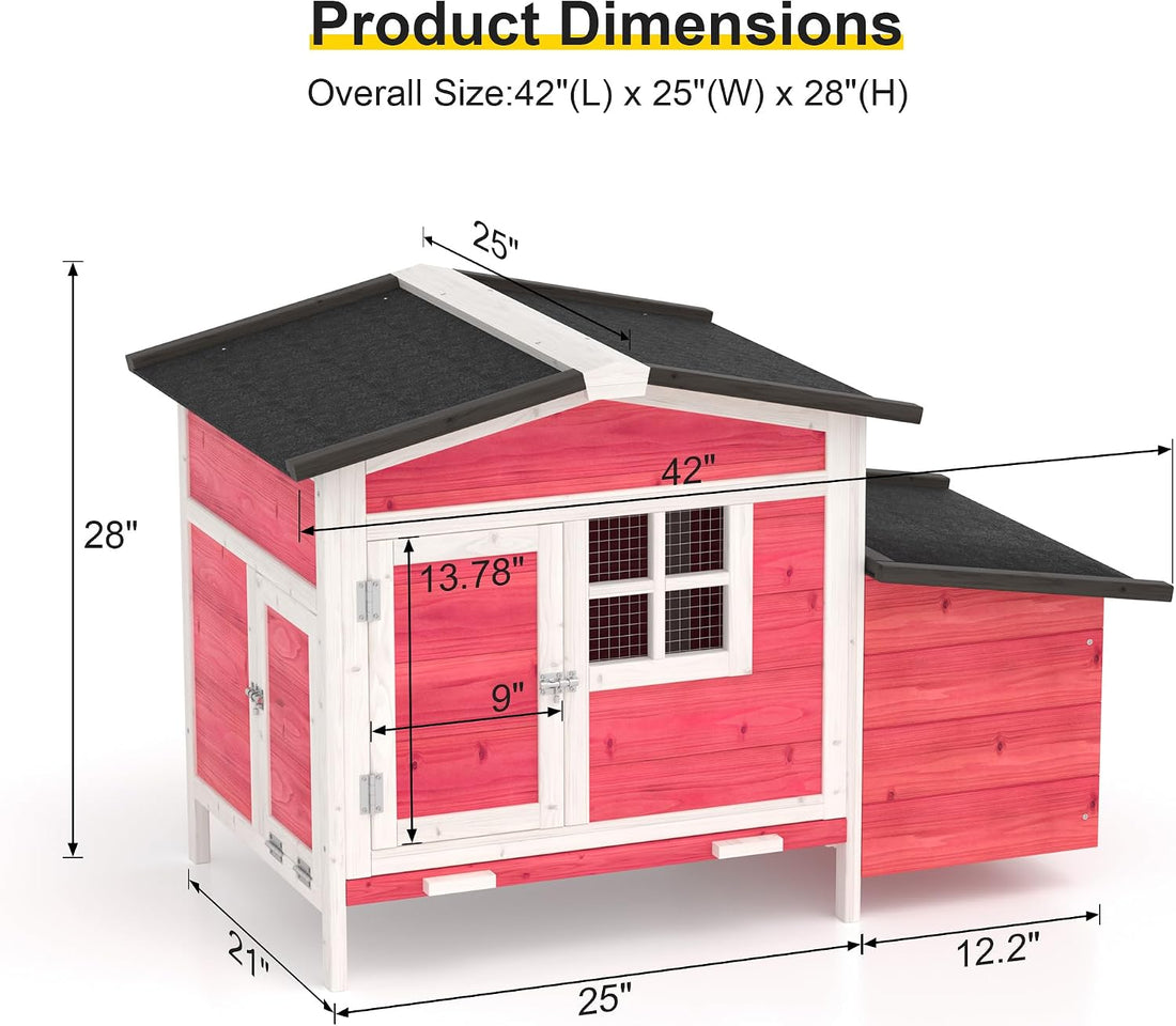 GOJOOASIS Chicken Coop for 2 Chickens Raised House with Ramp