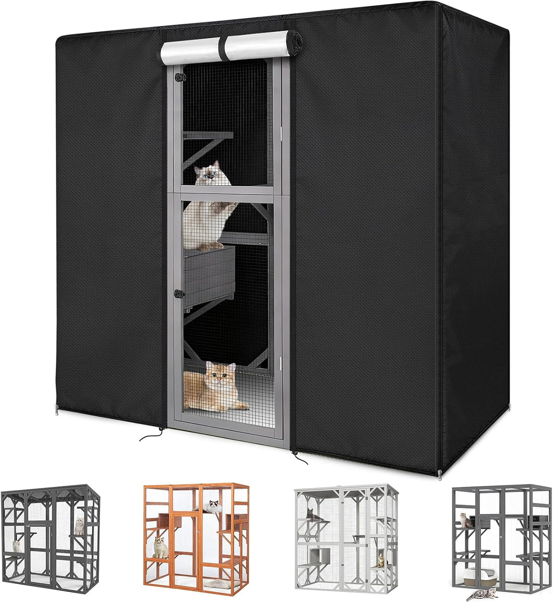 Cat House Cover, Outdoor Cat Enclosure Covers 600D Waterproof Full