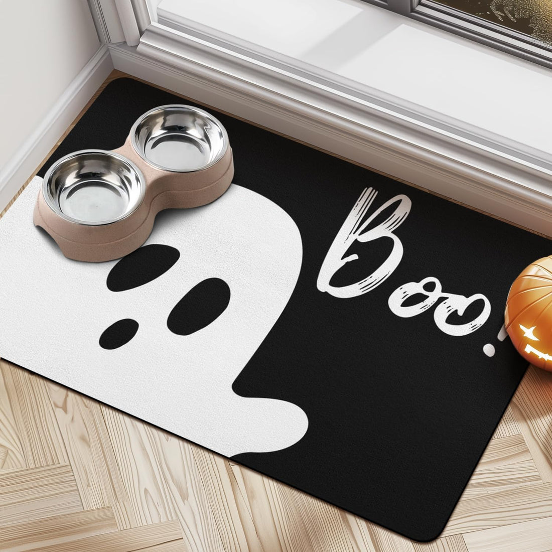 Halloween Dog Food Mats for Floors Pink