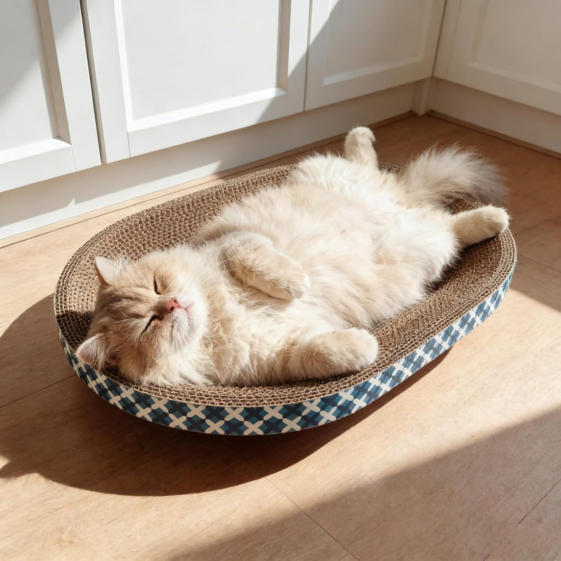 Cat Scratcher Bed with Toys, 2 Pack Oval Cat Scratcher Cardboard