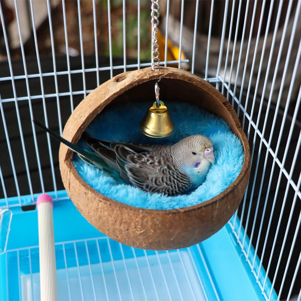 2 Pcs Natural Coconut Shell Bird Nest House Bed Breeding Nesting