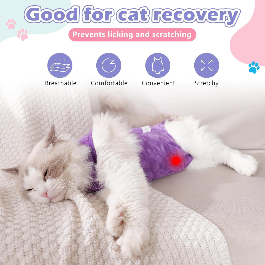 2Pack Cat Surgery Recovery Suit Female,Cat Onesie for Cat After
