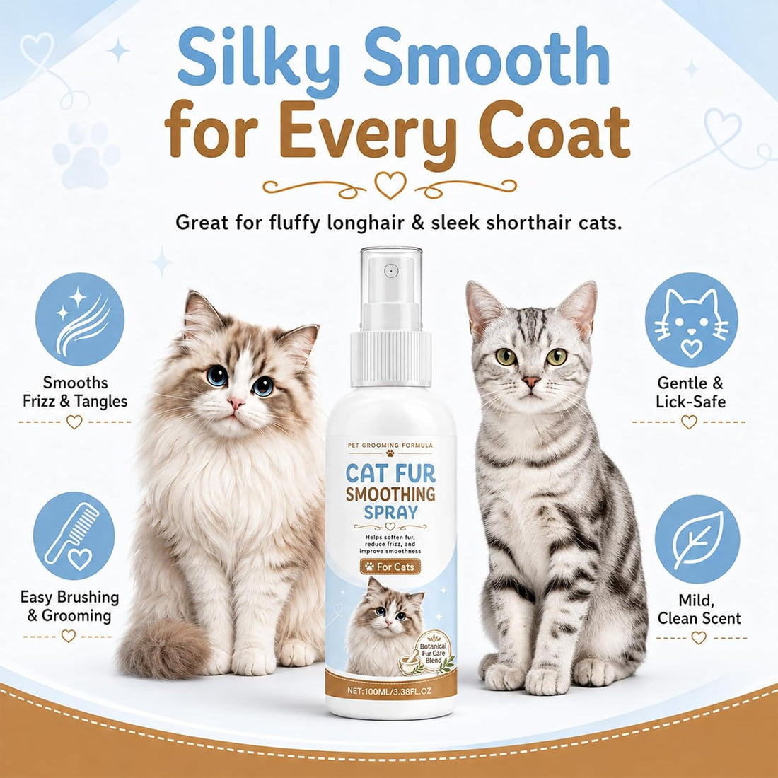 Cat Detangler Spray, Natural Solution for Matted Hair