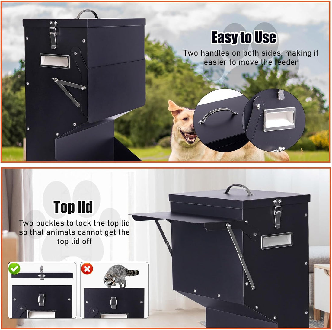 Outdoor Automatic Dog Feeder Large Breed 25 lbs Gravity Dog Feeder