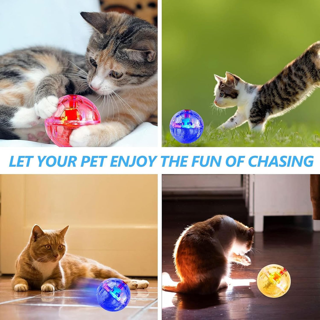 Sratte 6 Pcs Cat Ball Ghost Hunting Light up Toy