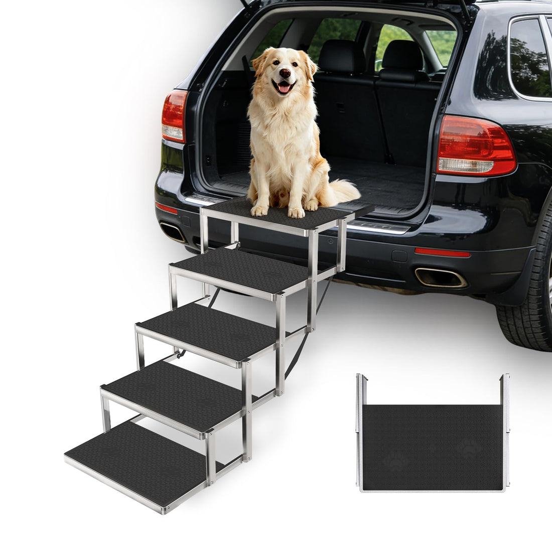 Dog Steps for Car & SUV – 5-Step Foldable Pet Stairs for Large Dogs