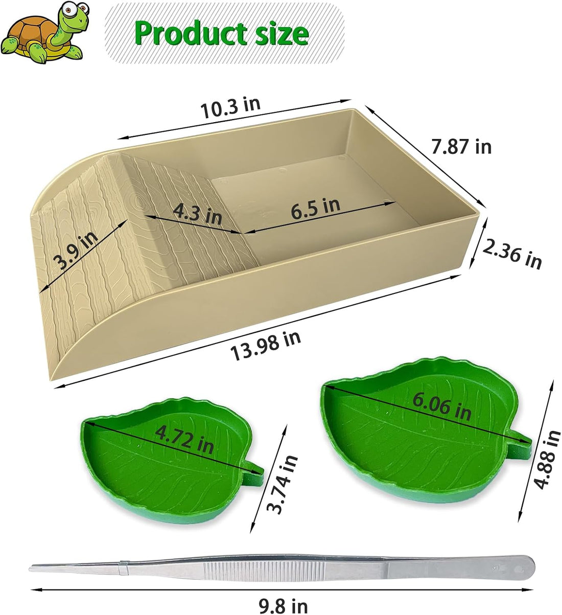 NGORAY Tortoise Feeding Dish with Ramp and Basking-Platform