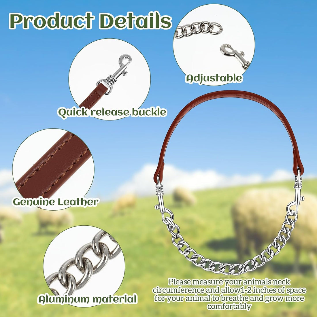 Misdary 4 Pack Goat Collars with Bells