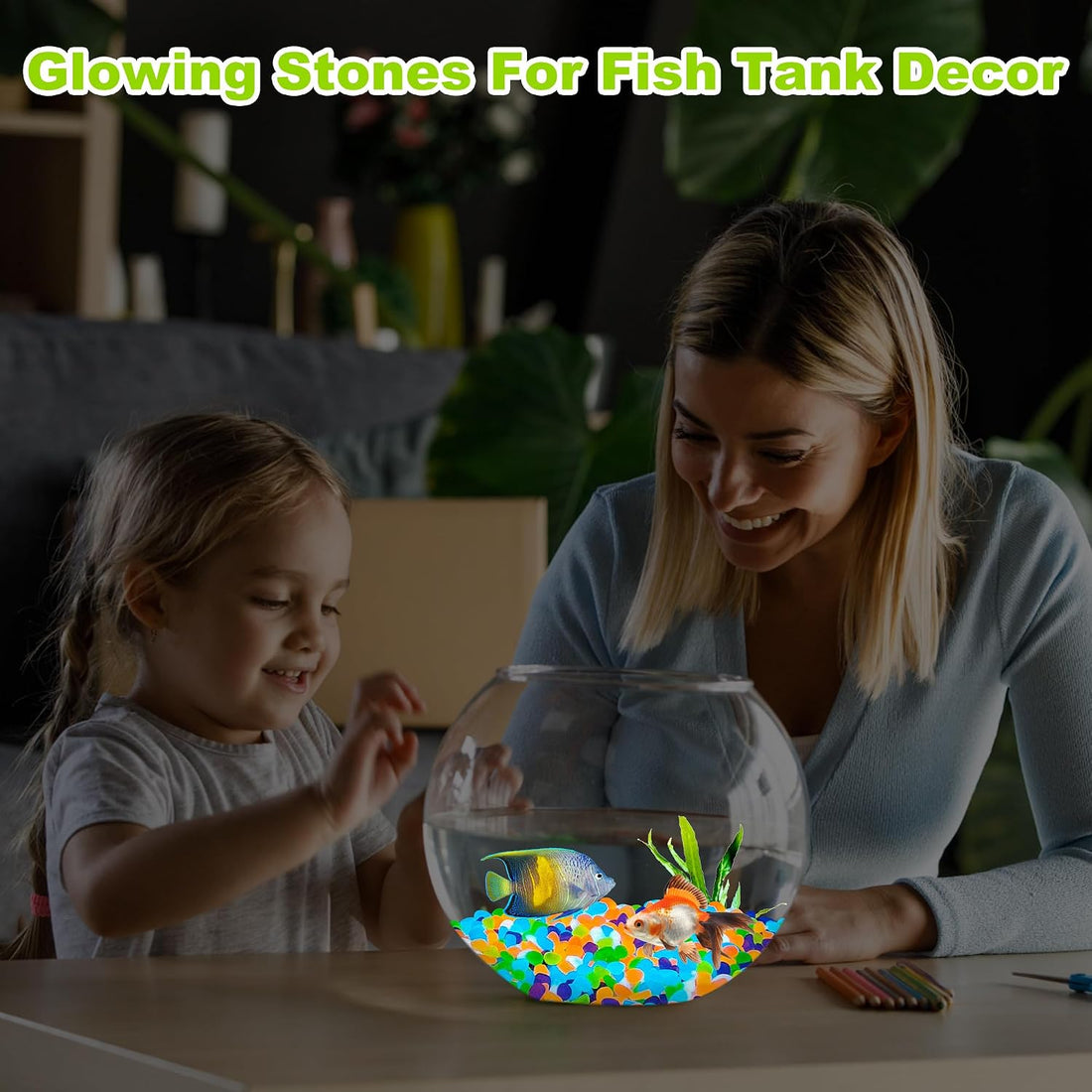 800pcs 5-8mm Colorful Glow in The Dark Garden Pebbles Stones 5-8mm