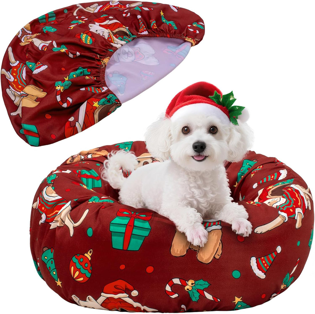 Round Dog Bed Cover Washable Elastic Edged 30×9.8 Inch