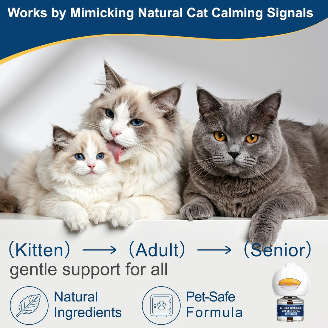 Cat Calming Pheromone Diffuser, Pheromone Plug-In for Stress Relief