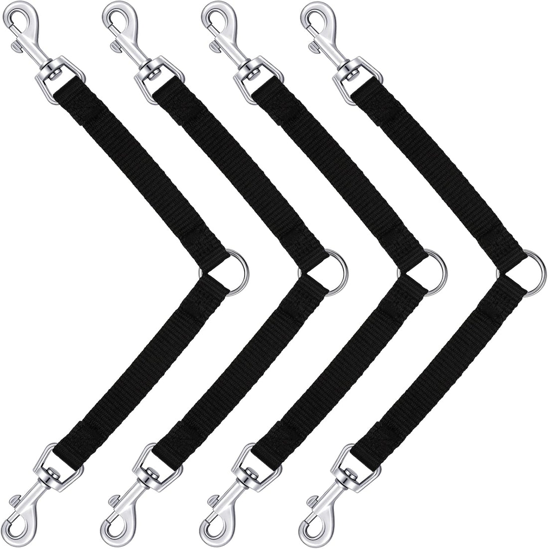 Reginary 4 Pcs No Tangle Dog Leash Couplers Black Double Clip Leash
