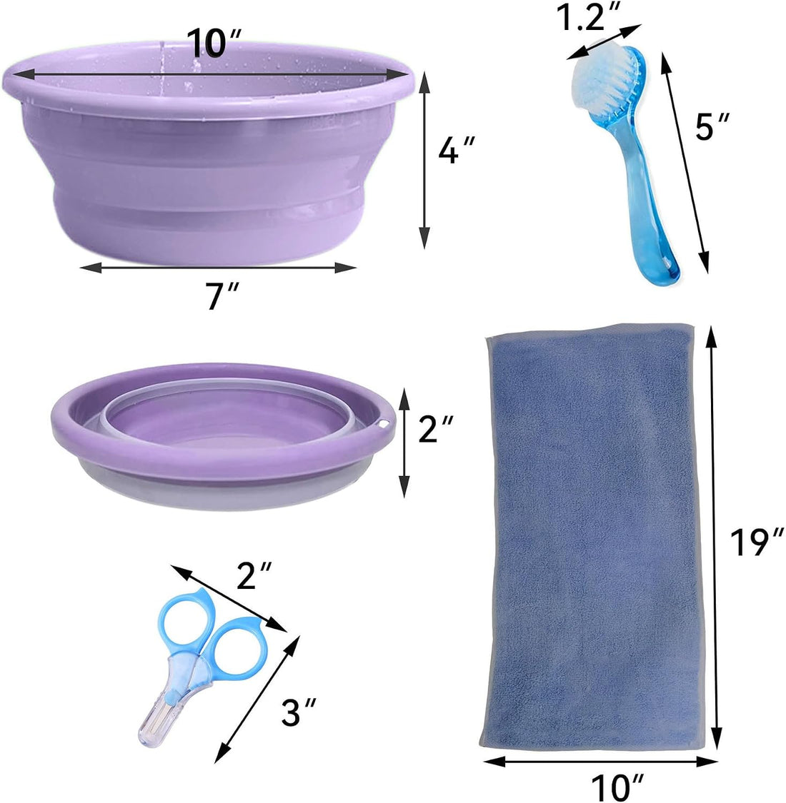 Hedgehog Bath Supplies: Foldable Bathtub, Nail Clippers, Brush, Towel