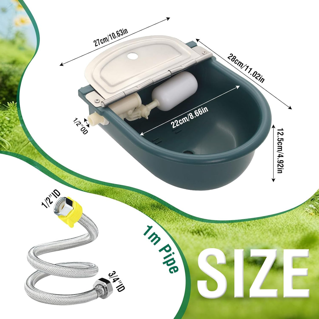 2 Set Automatic Water Bowl Livestock Waterer for Horse Cattle Sheep