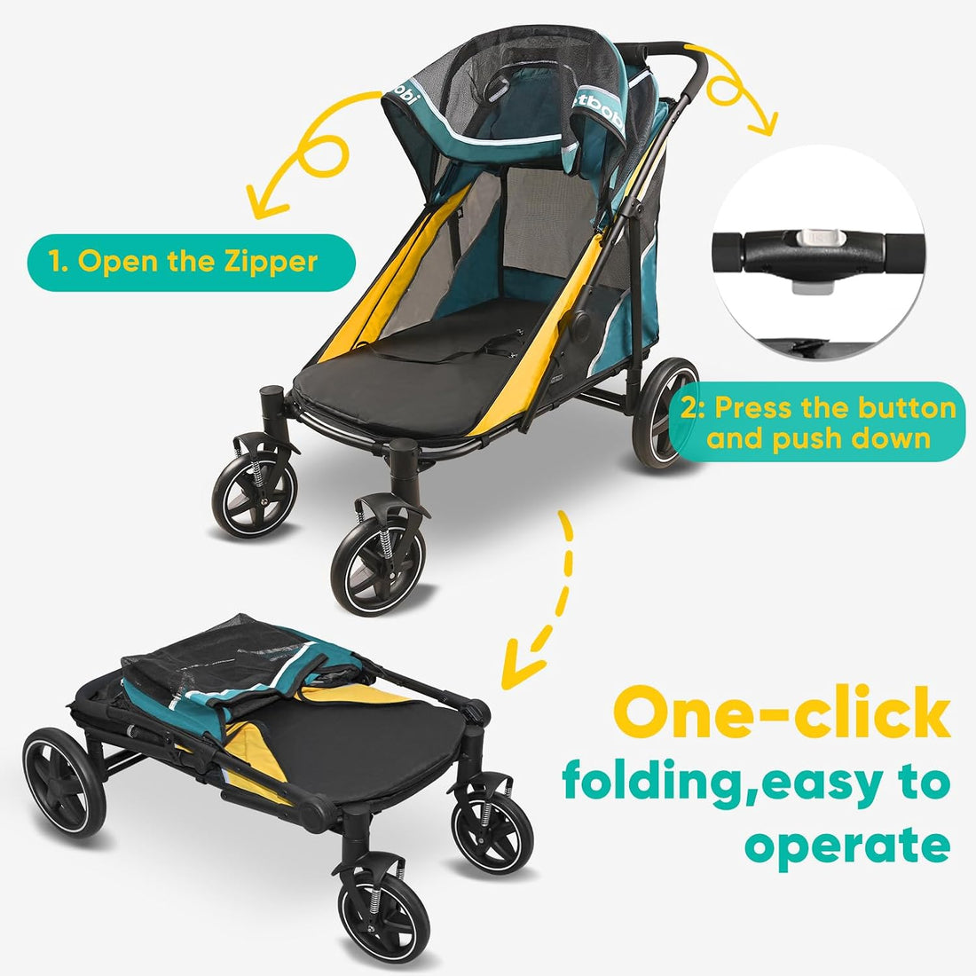 Petbobi Dog Stroller for Large Medium Dogs up to 80 lbs, Dual Entry