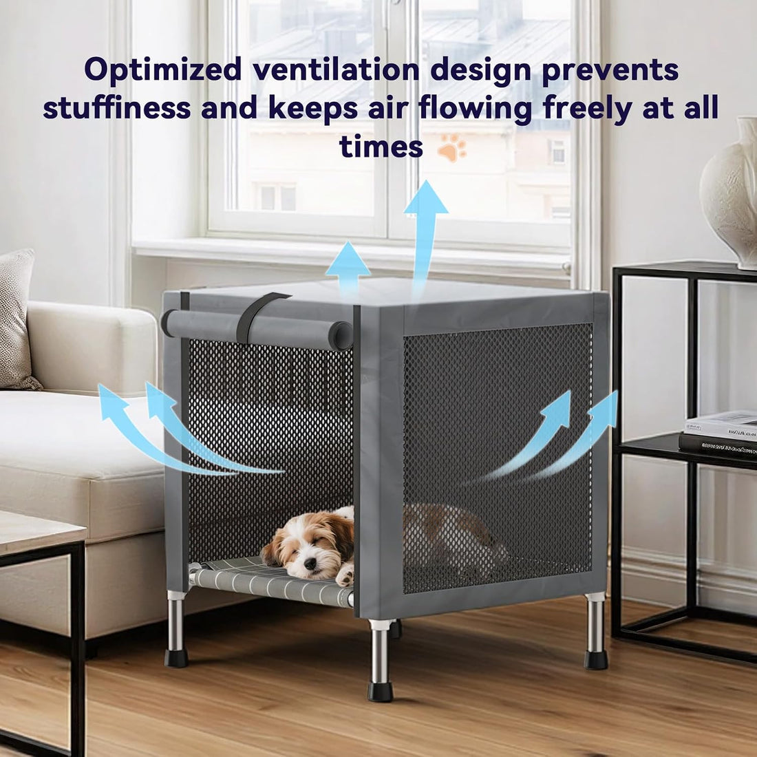 Medium Elevated Dog Crate with Removable Cover