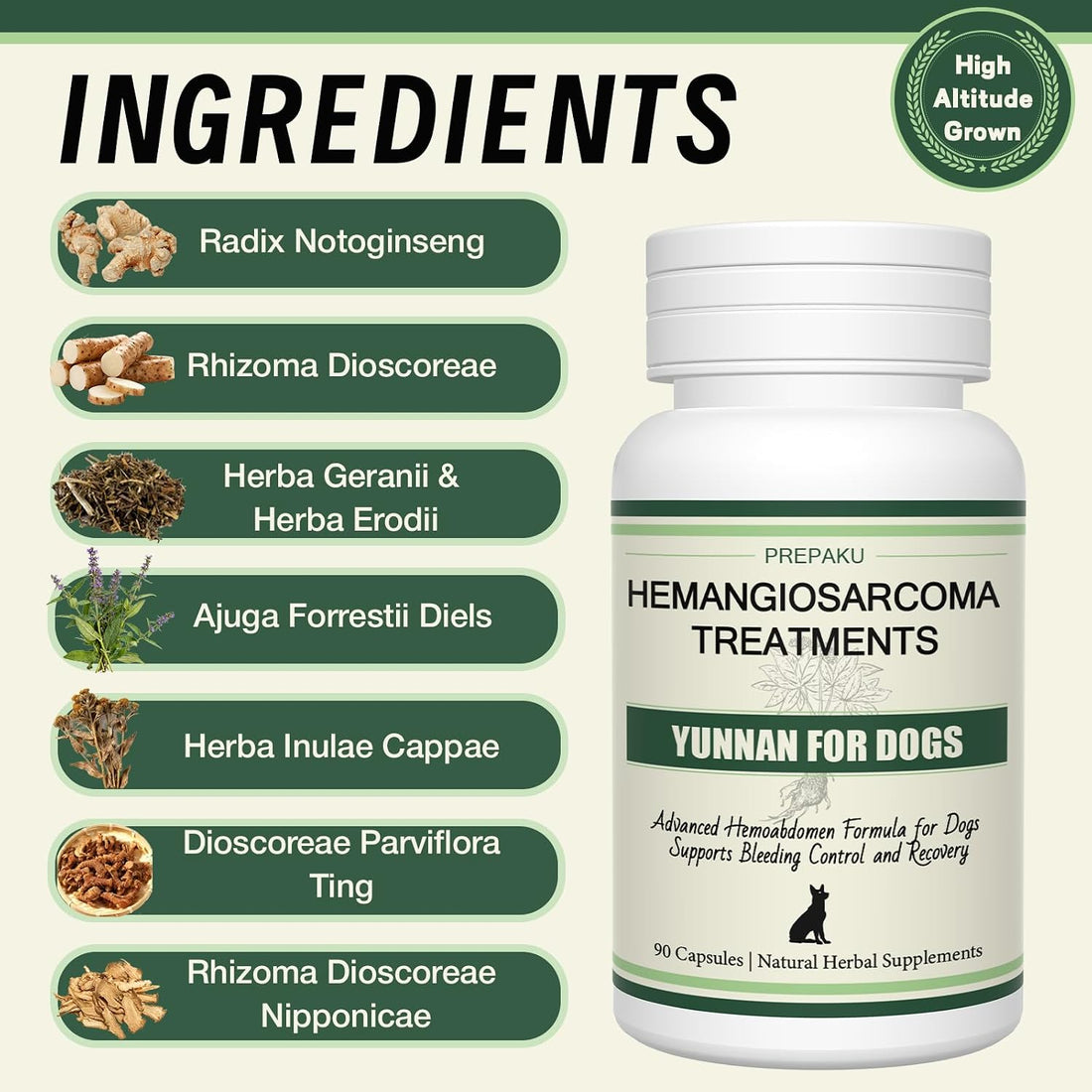 Yunnan Sanqi Capsules for Dogs, Natural Quick Stop Bleeding