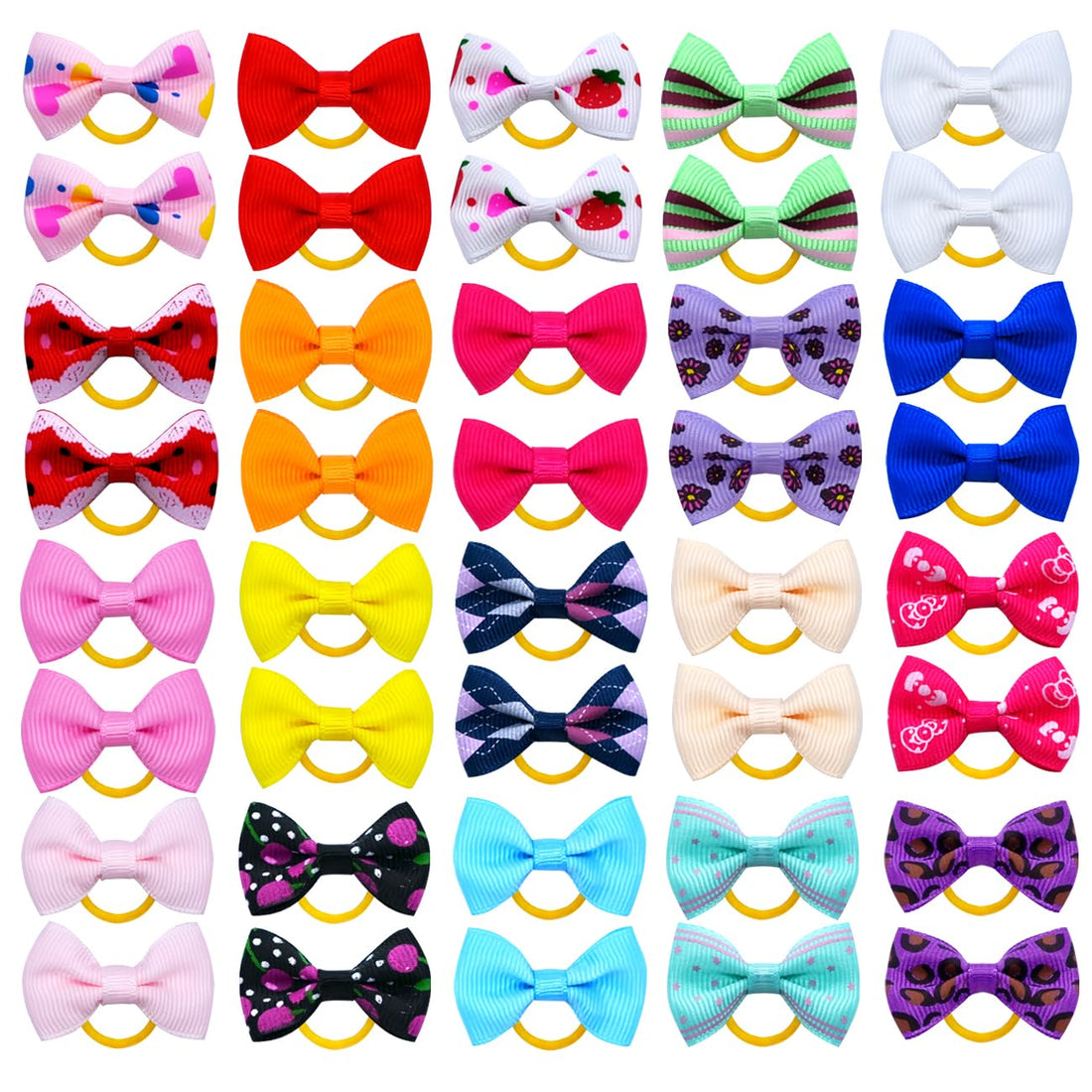 JUCCPUL Dog Hair Bows Cute Puppy Dog Bowknot Hair Ties Bulk