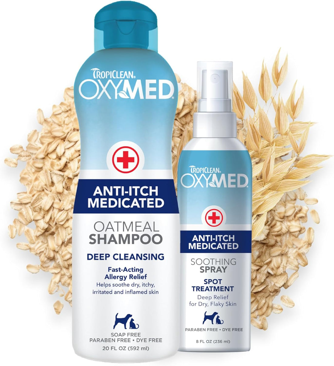 TropiClean OxyMed Medicated Dog Shampoo and Conditioner Set, 2 Pack