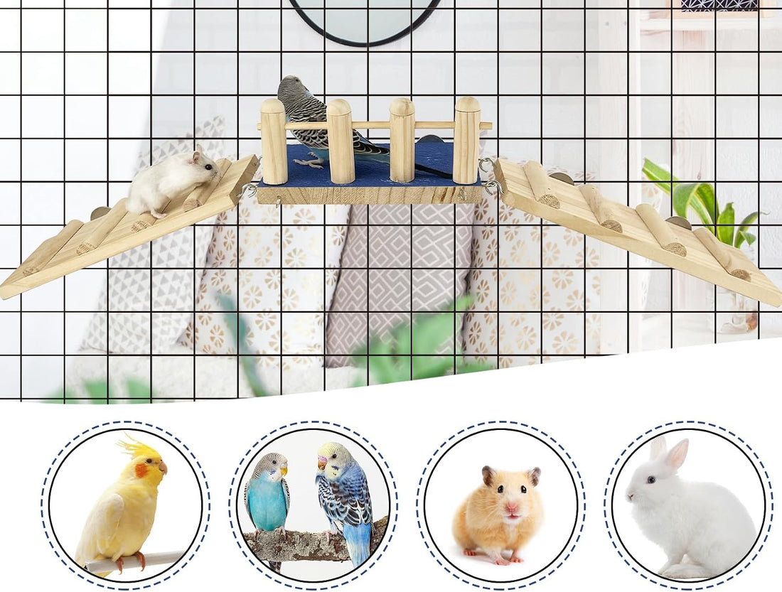 FlidRunest Bird Toy, Parrot Perch Platform with Swing and Ladder