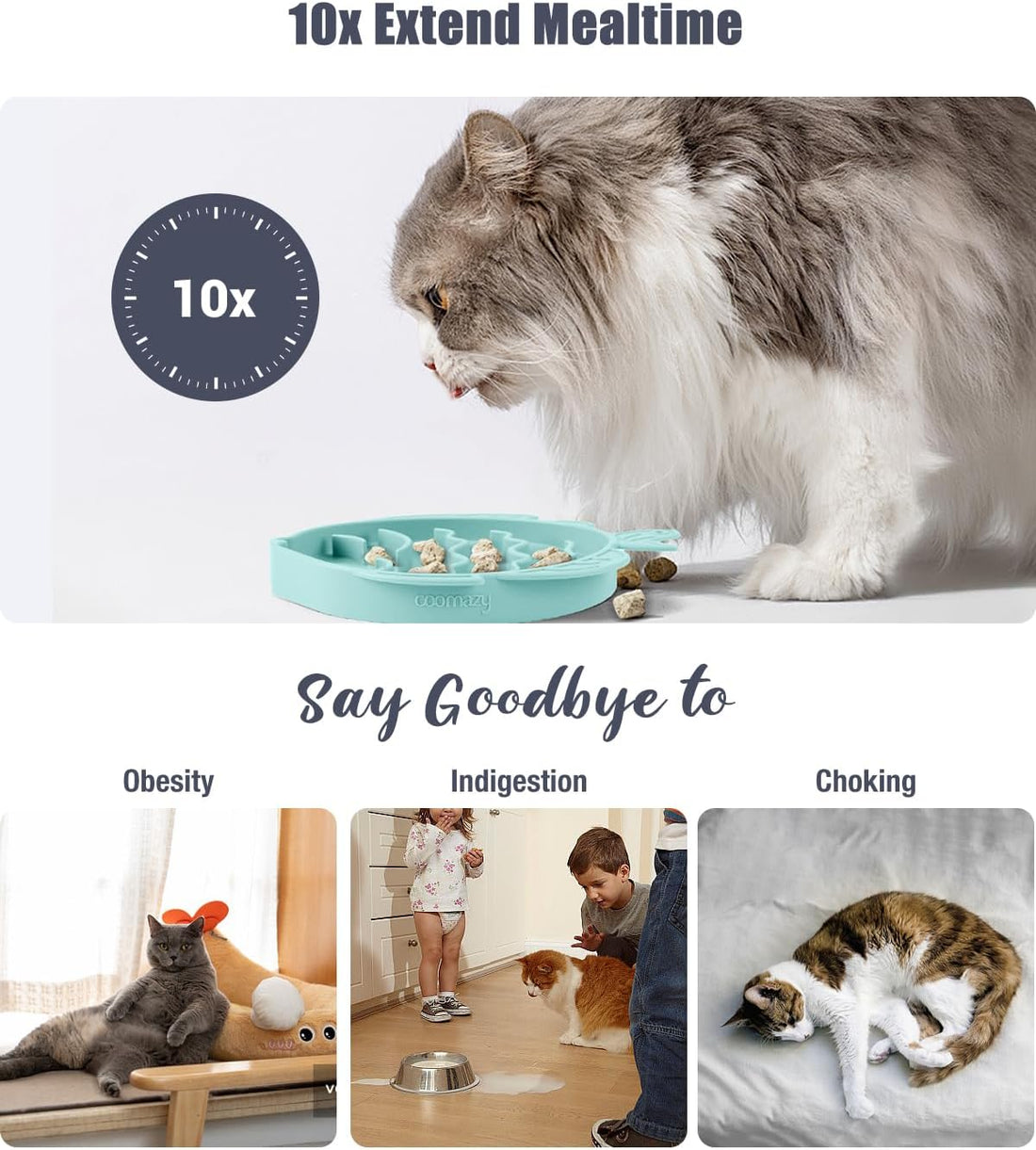 Coomazy Slow Feeder Cat Bowl Silicone Pet Puzzle Feeder for Slow
