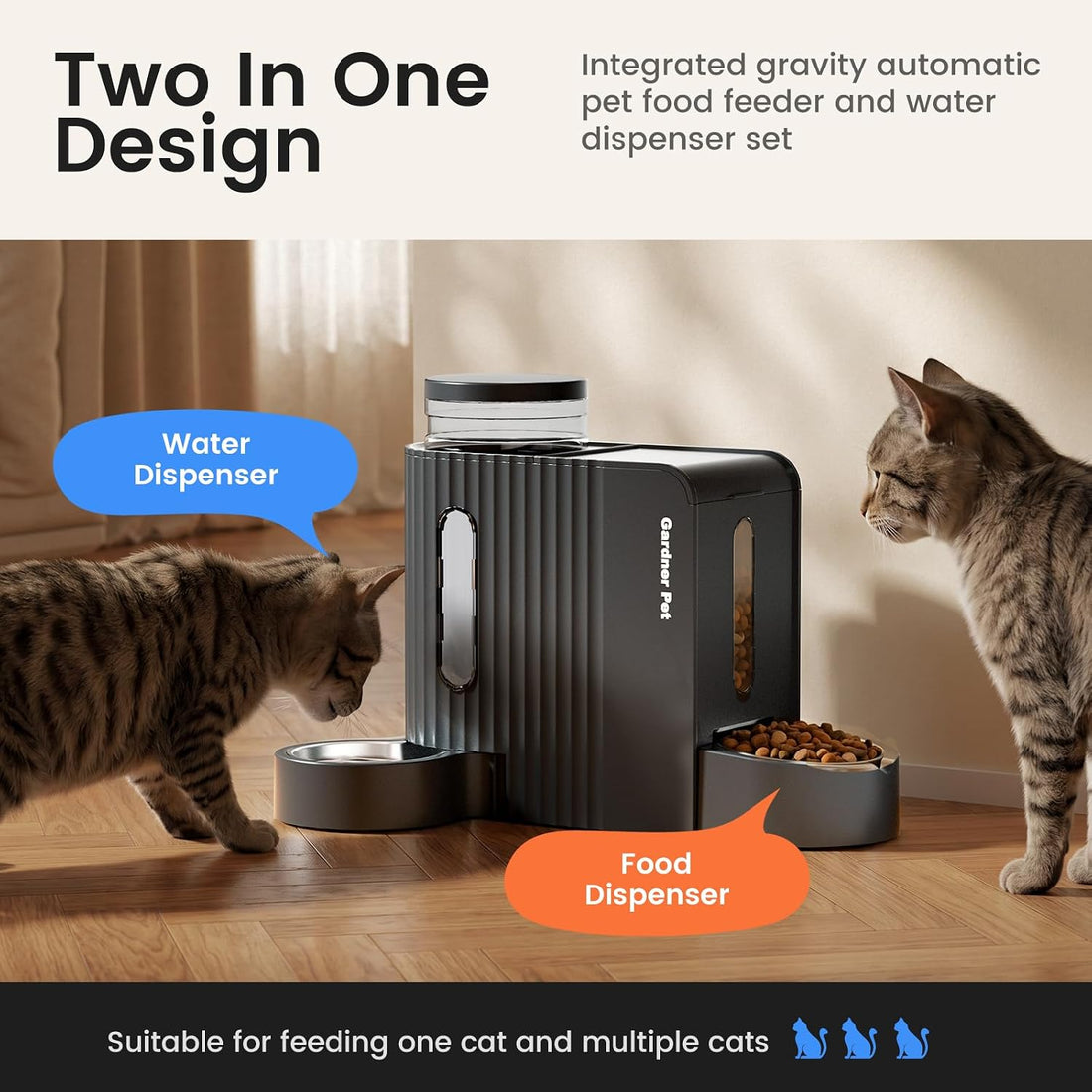Gravity Automatic Cat Feeder, Water & Food Dispenser Set