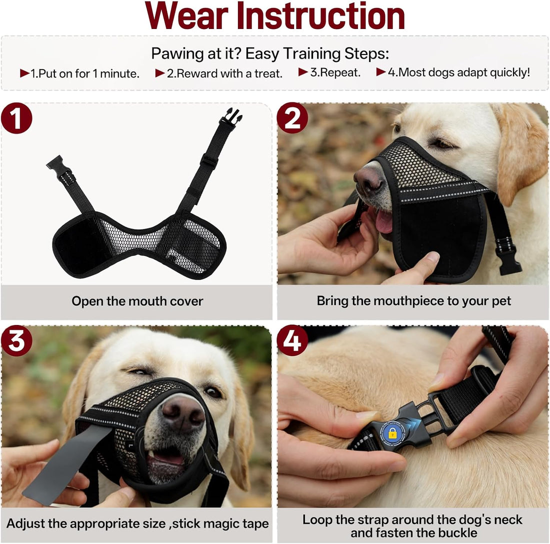 Pezluxe 2-Pack Dog Muzzle, Soft Air Mesh Muzzle Anti Biting Barking