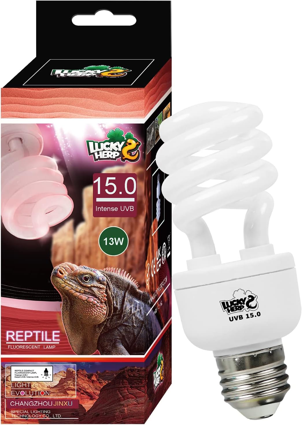 LUCKY HERP Desert UVA UVB Reptile Light Bulb 10.0 26W Compact