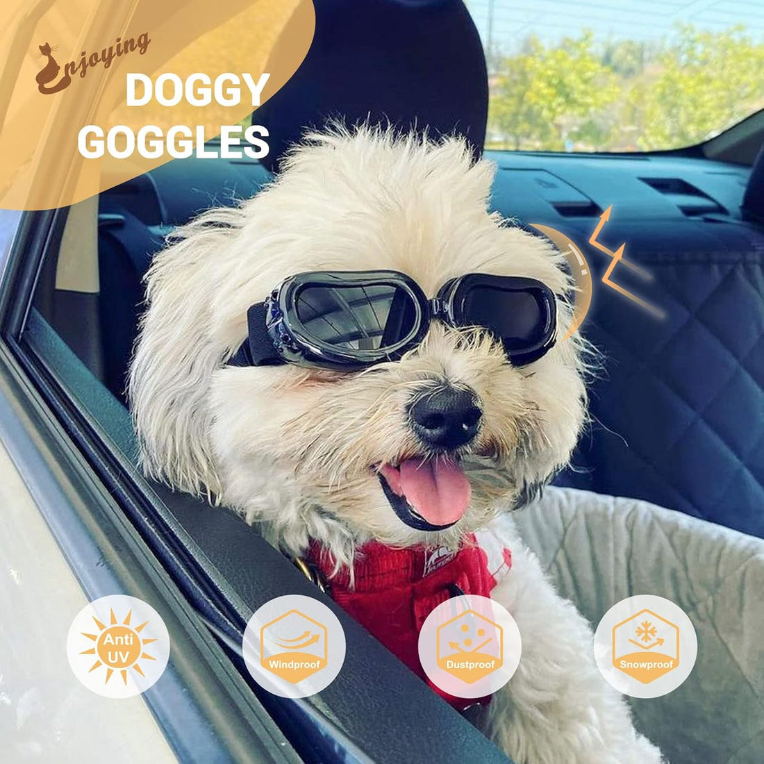 Enjoying Dog Goggles Small Breed, Dog Sunglasses UV Protection