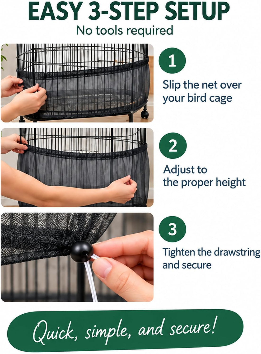 Shappy Bird Cage Net Cover Seed Catcher