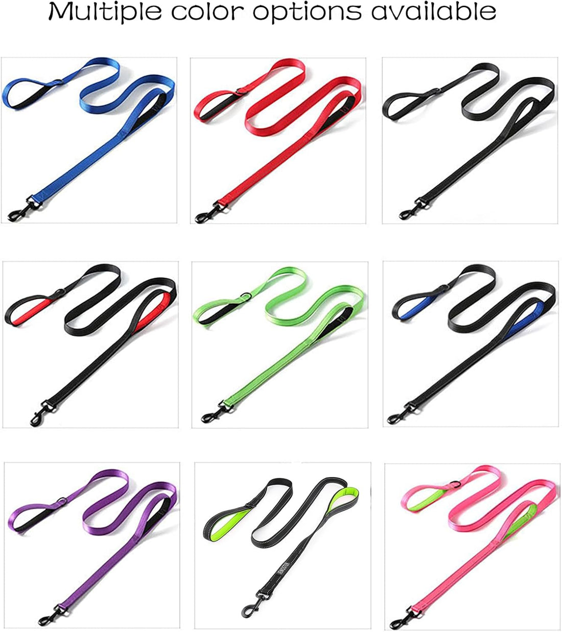 Heavy Duty Dog Leash - 2 Handles by Padded Traffic Handle for Extra