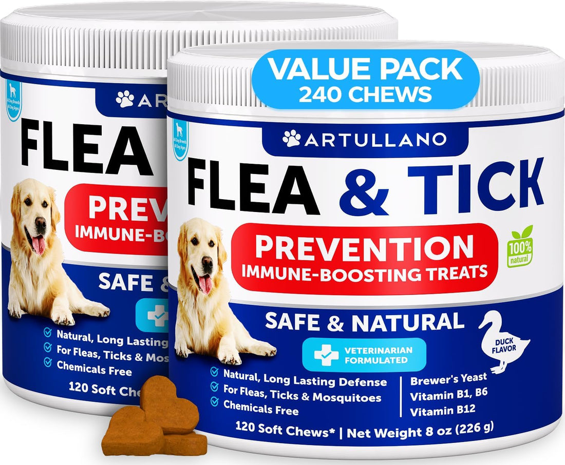 Flea and Tick Support for Dogs - 120 Chews - Dog Flea Chewables
