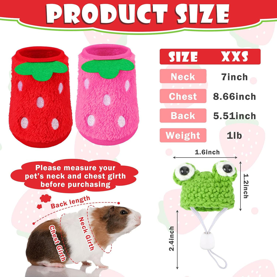 Mixweer 4 Pieces Guinea Pig Stuff Includes 2 Guinea Pig Clothes and 2