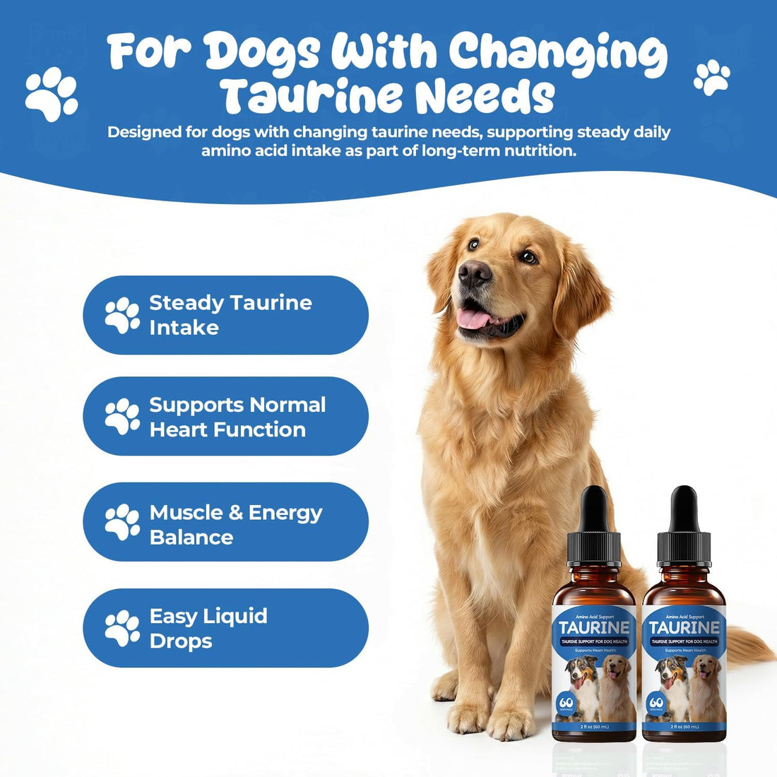 Taurine Liquid Supplement for Dogs, Heart & Muscle Function