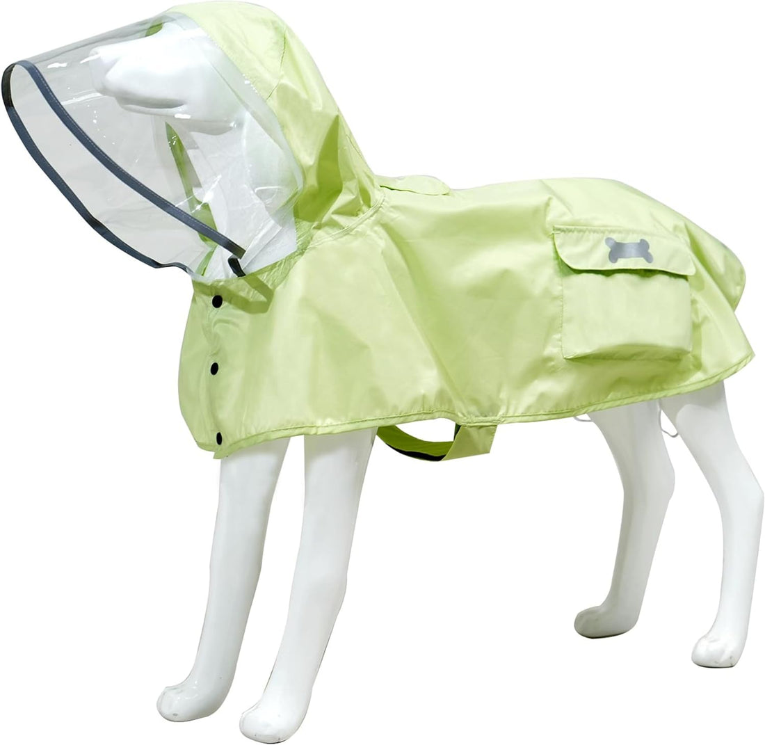 Waterproof Dog Raincoat, Adjustable Reflective Lightweight Pet Rain