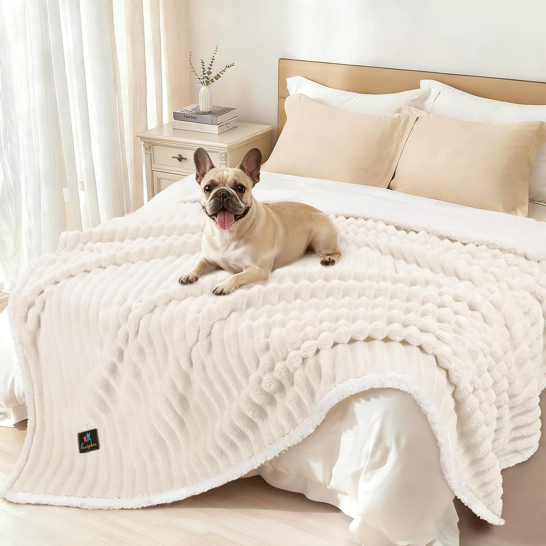 Luciphia Waterproof Dog Blanket, Washable Reversible Flannel Pet Throw