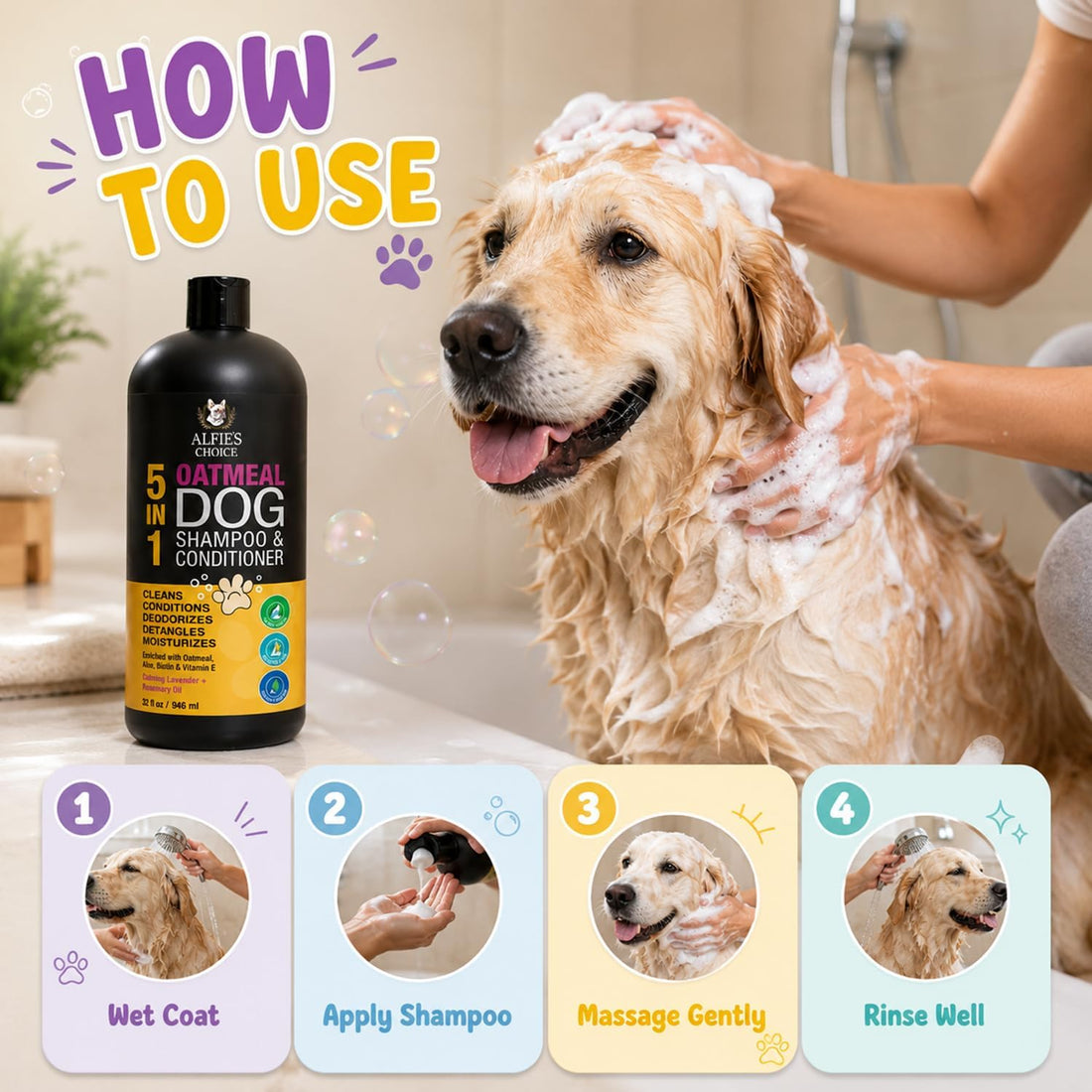 Oatmeal Dog Shampoo and Conditioner for Sensitive Skin with Aloe 32