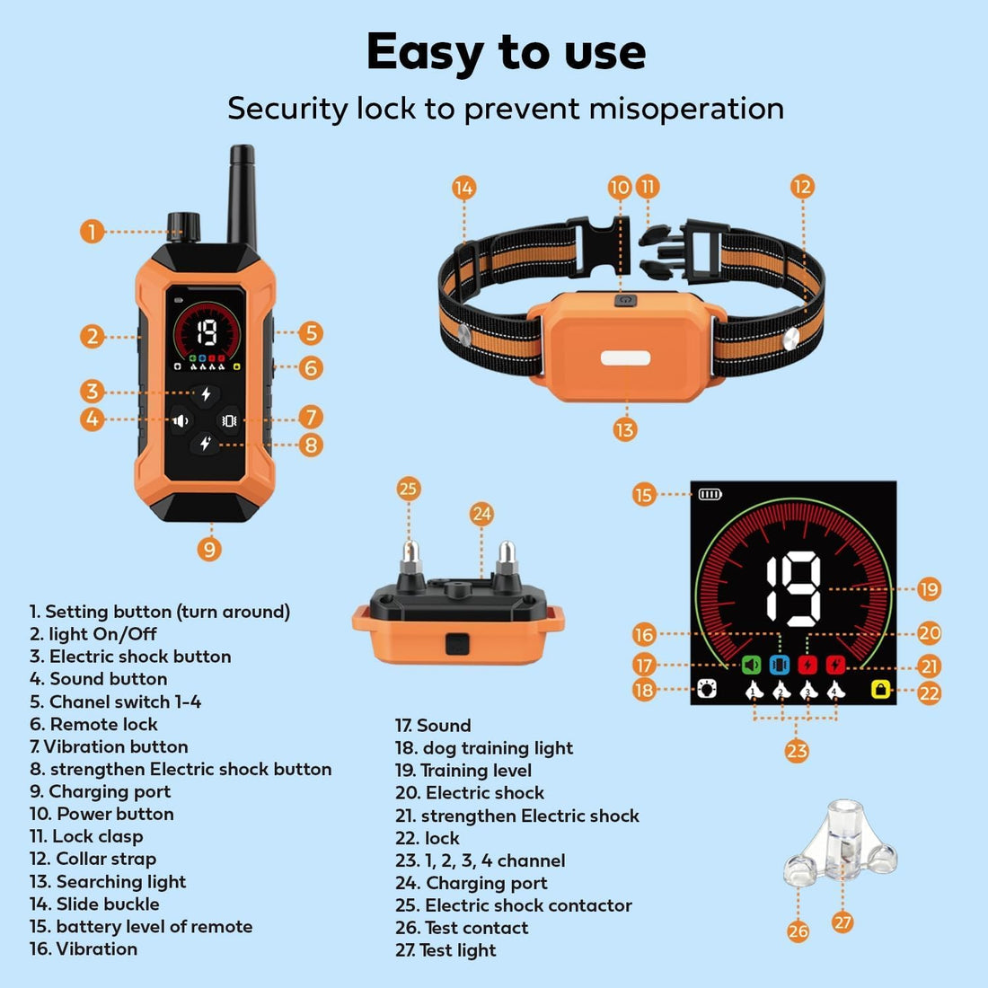 Shock Collar for 2 Dogs with Light Waterproof 2 Pack Remote Training