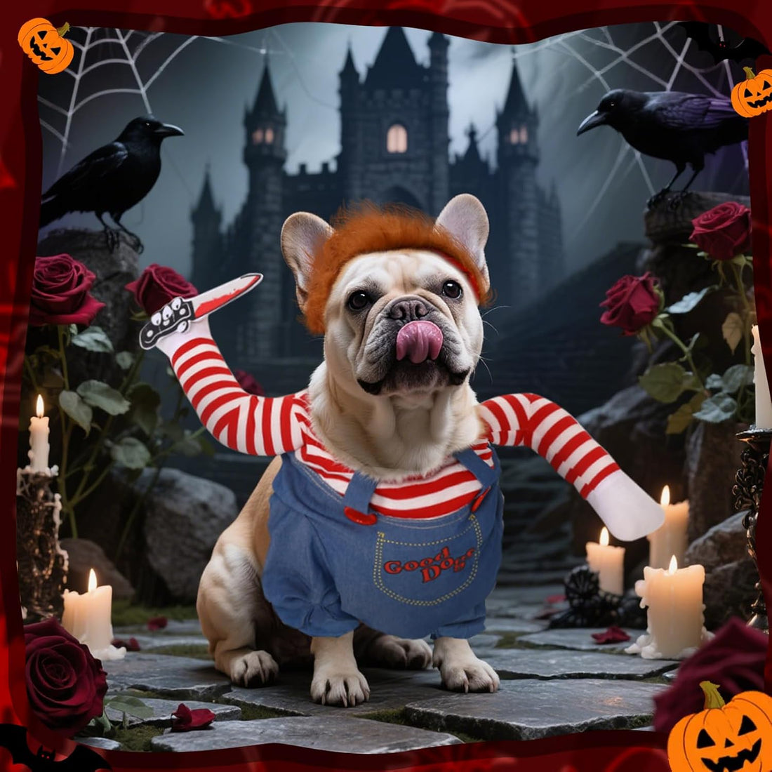 T2Y Dog Halloween Costume Pet Deadly Doll Chucky Dogs Costume