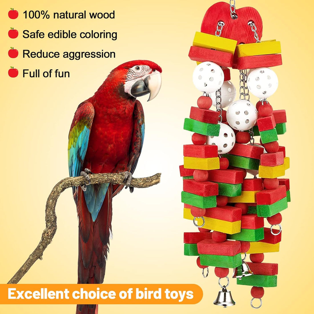 MEWTOGO Large Bird Parrot Toys for Cockatoos African Grey Macaws