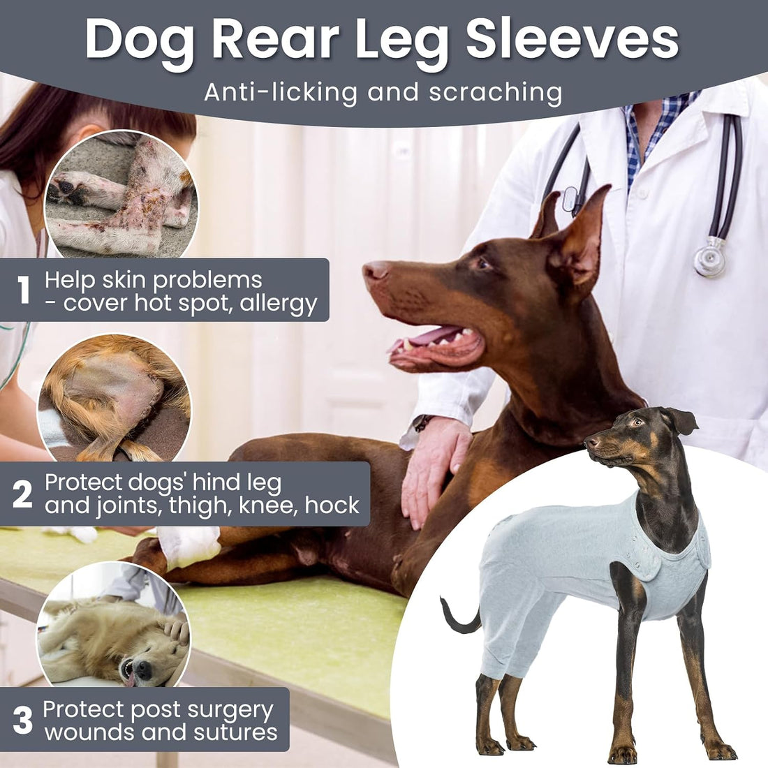 Nanaki Dog Wound Care Shirt,Dog Leg Sleeve to Stop Licking Rear
