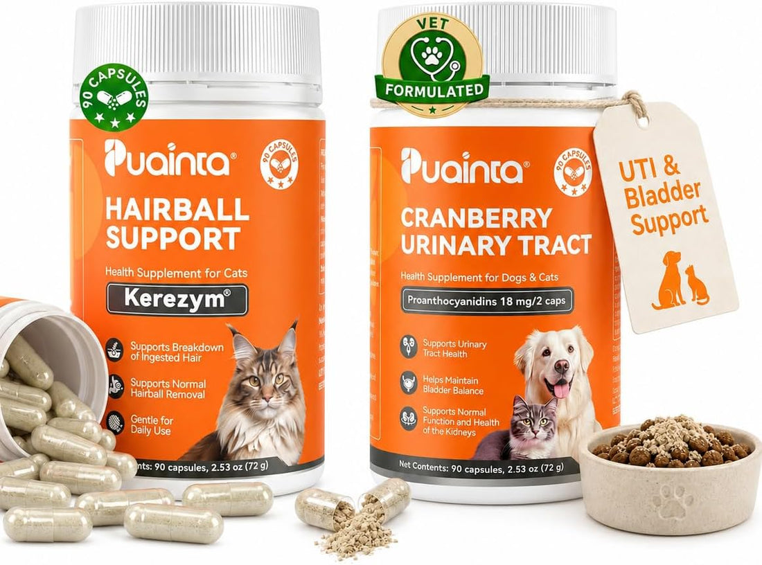 PUAINTA Cat Hairball Remedy & Cranberry Urinary Tract Support