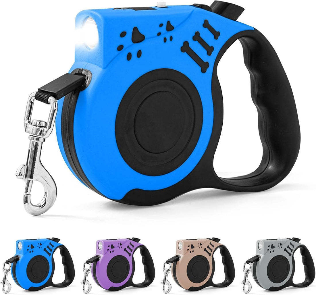 Retractable Dog Leash with USB Rechargeable Flashlight